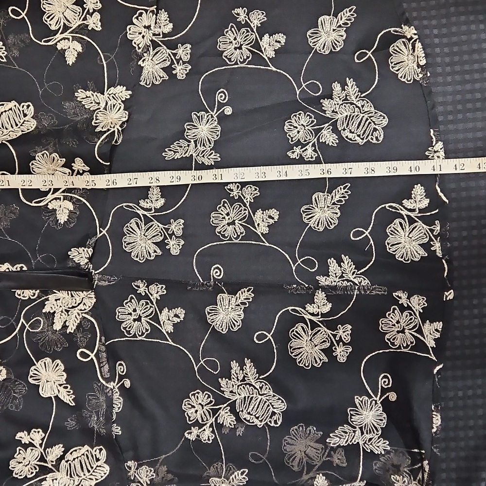 Midnight Velvet, High Low, Tunic Top, Sheer , Embroidered Floral Pattern, Black - Picture 12 of 12